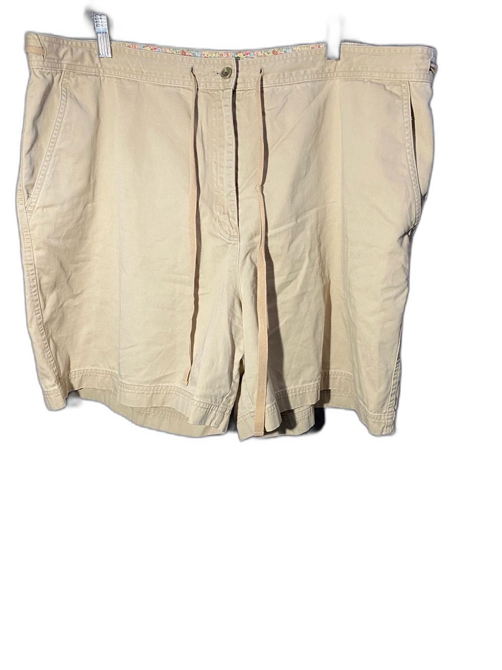 Lauren Ralph Lauren Shorts Womens 20W Beige Tan Drawstring Floral Waist Chino